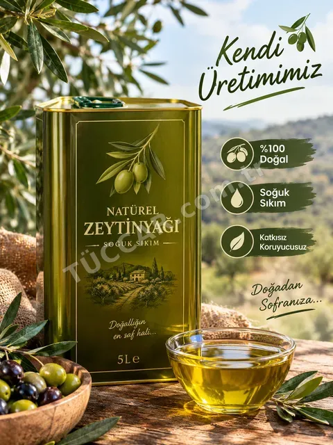 KENDİ ÜRETİMİMİZ SOĞUK SIKIM ZEYTİNYAĞI – TENEKESİYLE SATILIK 🫒